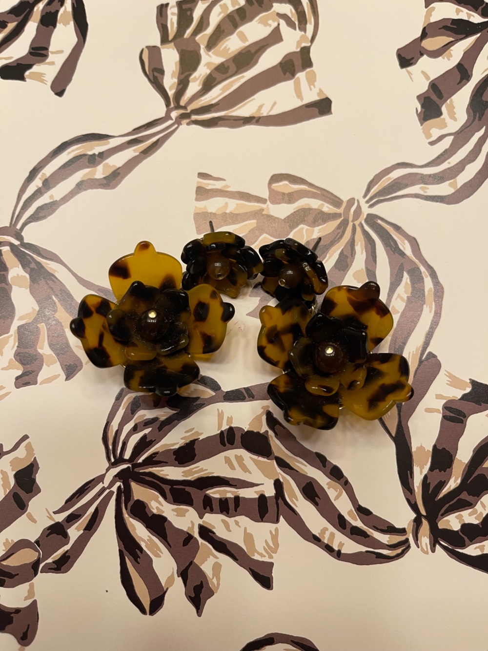 J. Crew Tortoise Print Floral Earrings